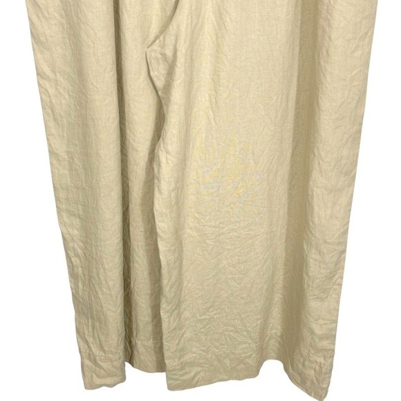 Everlane Womens Size 6 Flax Linen Blend Short Sleeve Jumpsuit Cropped Khaki‎ - Picture 11 of 14